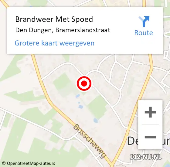 Locatie op kaart van de 112 melding: Brandweer Met Spoed Naar Den Dungen, Bramerslandstraat op 19 mei 2024 22:47