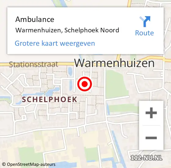 Locatie op kaart van de 112 melding: Ambulance Warmenhuizen, Schelphoek Noord op 19 mei 2024 22:56