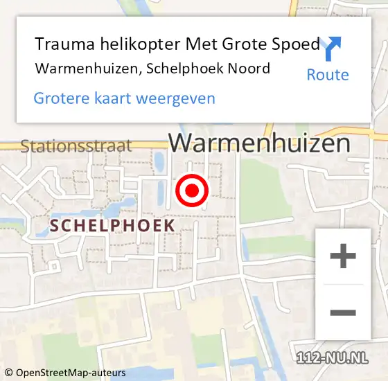 Locatie op kaart van de 112 melding: Trauma helikopter Met Grote Spoed Naar Warmenhuizen, Schelphoek Noord op 19 mei 2024 22:57
