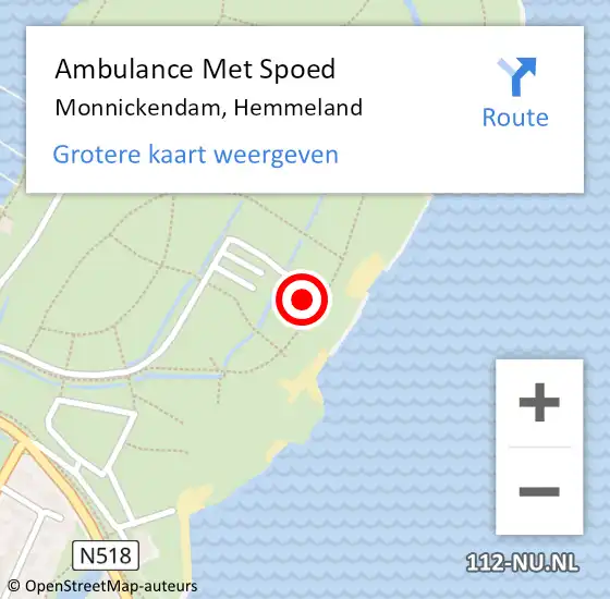 Locatie op kaart van de 112 melding: Ambulance Met Spoed Naar Monnickendam, Hemmeland op 19 mei 2024 23:04