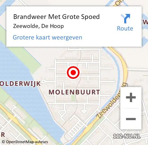 Locatie op kaart van de 112 melding: Brandweer Met Grote Spoed Naar Zeewolde, De Hoop op 19 mei 2024 23:06