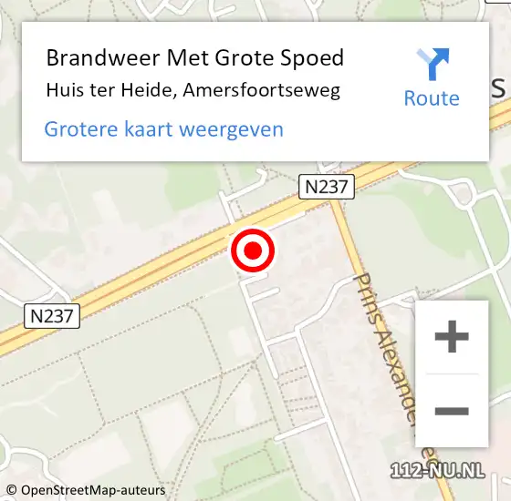 Locatie op kaart van de 112 melding: Brandweer Met Grote Spoed Naar Huis ter Heide, Amersfoortseweg op 19 mei 2024 23:06