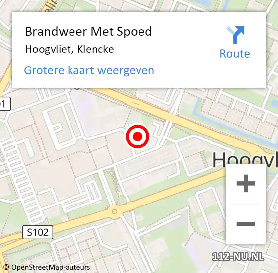 Locatie op kaart van de 112 melding: Brandweer Met Spoed Naar Hoogvliet, Klencke op 19 mei 2024 23:17