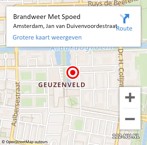 Locatie op kaart van de 112 melding: Brandweer Met Spoed Naar Amsterdam, Jan van Duivenvoordestraat op 19 mei 2024 23:47