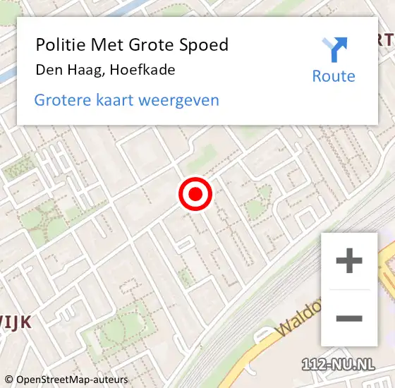Locatie op kaart van de 112 melding: Politie Met Grote Spoed Naar Den Haag, Hoefkade op 19 mei 2024 23:54