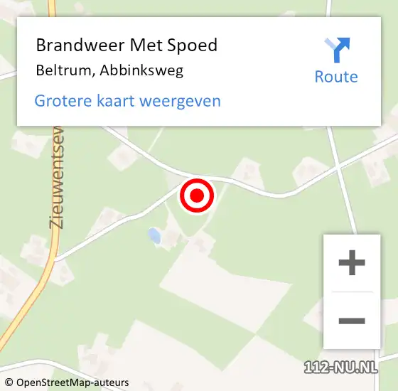 Locatie op kaart van de 112 melding: Brandweer Met Spoed Naar Beltrum, Abbinksweg op 19 mei 2024 23:55