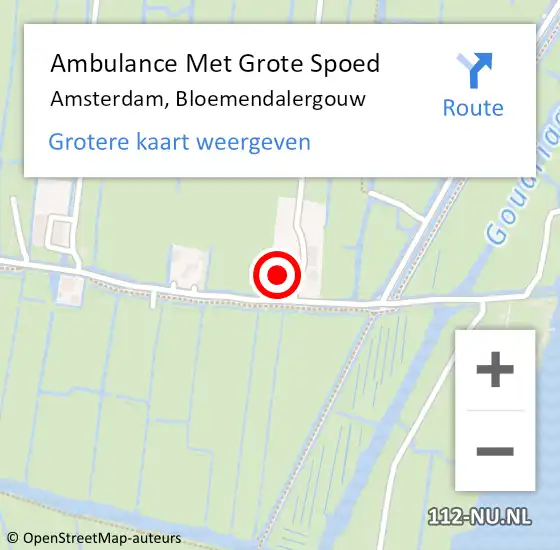 Locatie op kaart van de 112 melding: Ambulance Met Grote Spoed Naar Amsterdam, Bloemendalergouw op 20 mei 2024 00:14