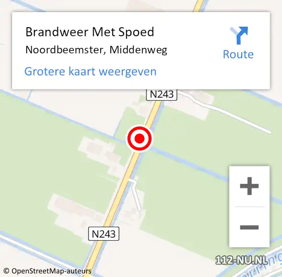 Locatie op kaart van de 112 melding: Brandweer Met Spoed Naar Noordbeemster, Middenweg op 20 mei 2024 00:17