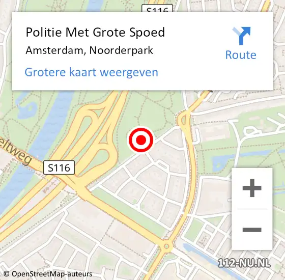 Locatie op kaart van de 112 melding: Politie Met Grote Spoed Naar Amsterdam, Noorderpark op 20 mei 2024 00:21