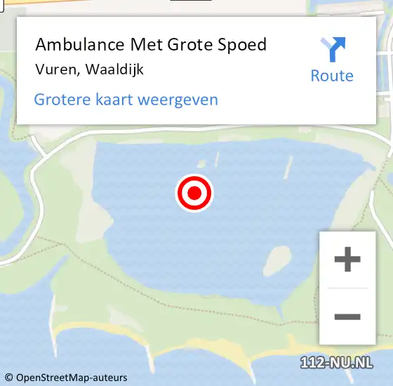 Locatie op kaart van de 112 melding: Ambulance Met Grote Spoed Naar Vuren, Waaldijk op 20 mei 2024 00:22