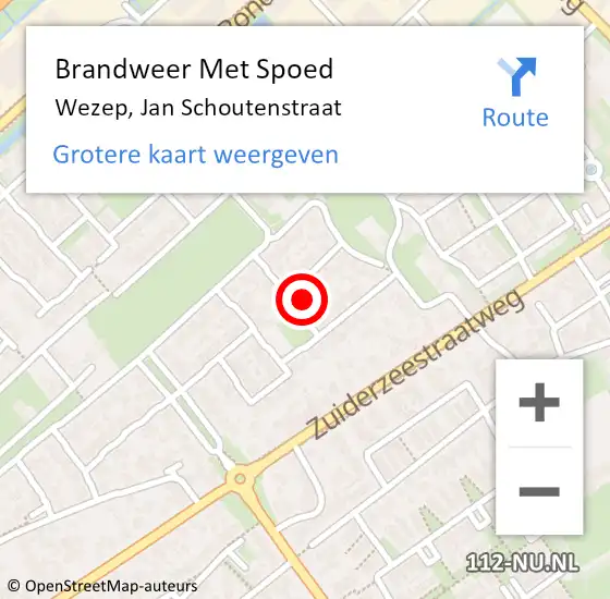Locatie op kaart van de 112 melding: Brandweer Met Spoed Naar Wezep, Jan Schoutenstraat op 20 mei 2024 00:37
