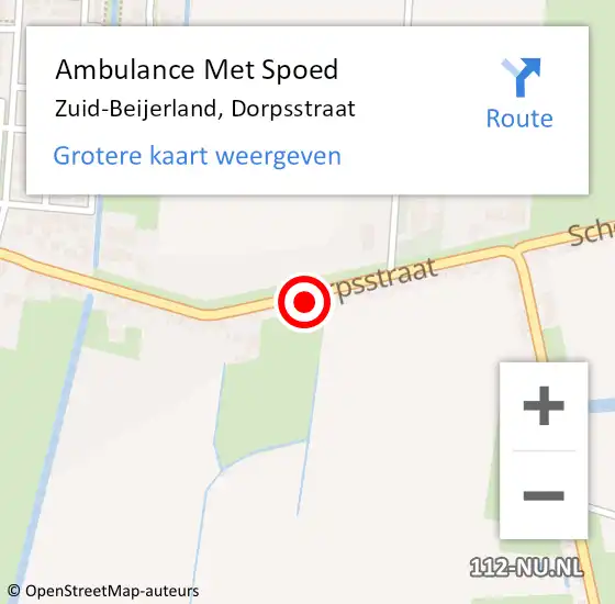 Locatie op kaart van de 112 melding: Ambulance Met Spoed Naar Zuid-Beijerland, Dorpsstraat op 20 mei 2024 00:38