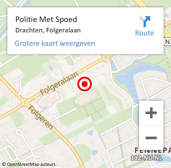 Locatie op kaart van de 112 melding: Politie Met Spoed Naar Drachten, Folgeralaan op 20 mei 2024 00:50