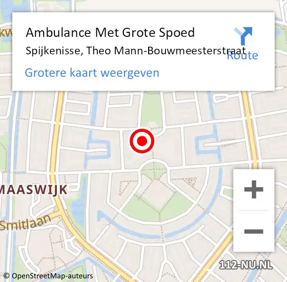 Locatie op kaart van de 112 melding: Ambulance Met Grote Spoed Naar Spijkenisse, Theo Mann-Bouwmeesterstraat op 20 mei 2024 00:58