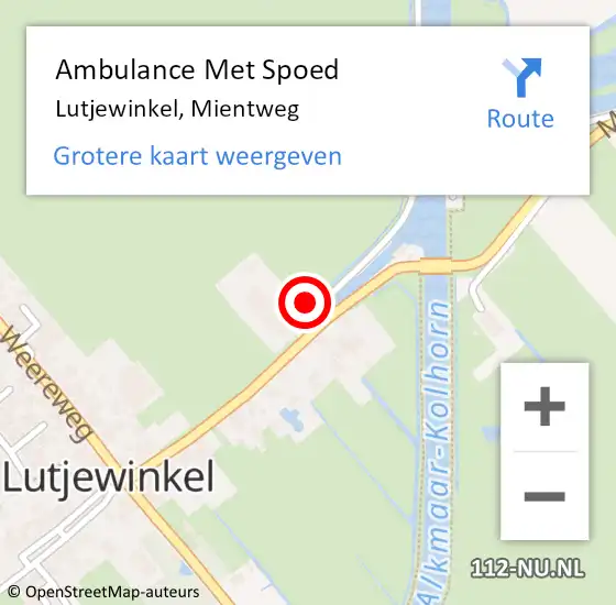 Locatie op kaart van de 112 melding: Ambulance Met Spoed Naar Lutjewinkel, Mientweg op 20 mei 2024 01:04