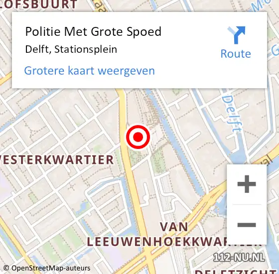 Locatie op kaart van de 112 melding: Politie Met Grote Spoed Naar Delft, Stationsplein op 20 mei 2024 01:34