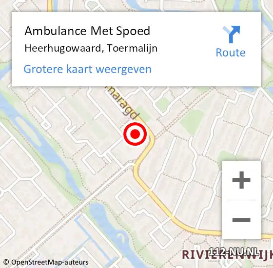 Locatie op kaart van de 112 melding: Ambulance Met Spoed Naar Heerhugowaard, Toermalijn op 20 mei 2024 01:53