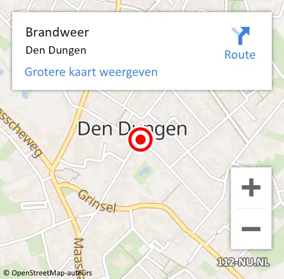 Locatie op kaart van de 112 melding: Brandweer Den Dungen op 20 mei 2024 02:03