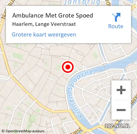 Locatie op kaart van de 112 melding: Ambulance Met Grote Spoed Naar Haarlem, Lange Veerstraat op 20 mei 2024 02:04