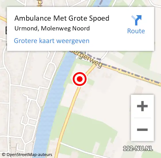 Locatie op kaart van de 112 melding: Ambulance Met Grote Spoed Naar Urmond, Molenweg Noord op 6 oktober 2014 14:45