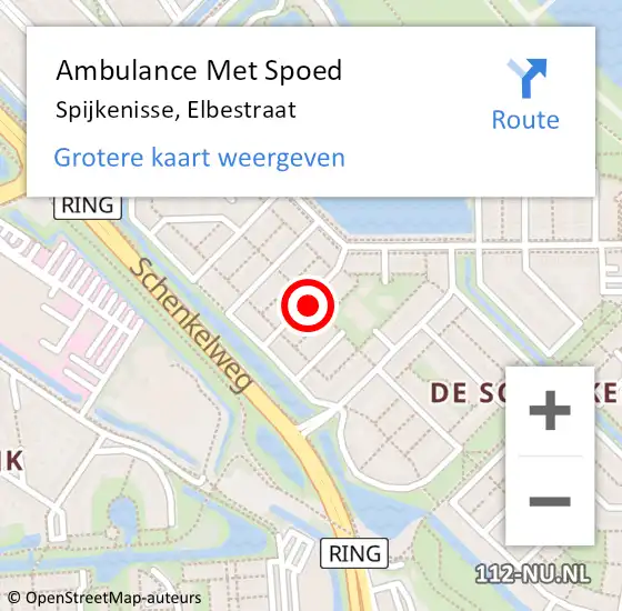 Locatie op kaart van de 112 melding: Ambulance Met Spoed Naar Spijkenisse, Elbestraat op 20 mei 2024 02:18
