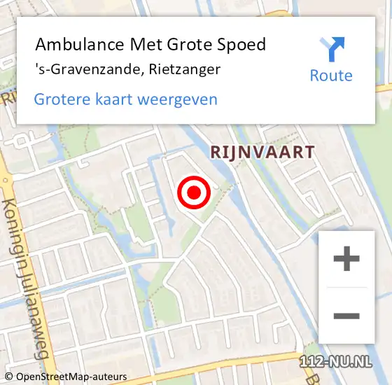 Locatie op kaart van de 112 melding: Ambulance Met Grote Spoed Naar 's-Gravenzande, Rietzanger op 20 mei 2024 02:25