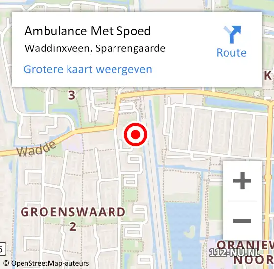 Locatie op kaart van de 112 melding: Ambulance Met Spoed Naar Waddinxveen, Sparrengaarde op 20 mei 2024 02:42