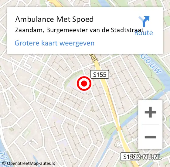 Locatie op kaart van de 112 melding: Ambulance Met Spoed Naar Zaandam, Burgemeester van de Stadtstraat op 20 mei 2024 03:09