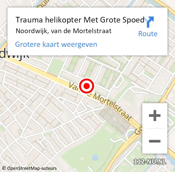 Locatie op kaart van de 112 melding: Trauma helikopter Met Grote Spoed Naar Noordwijk, van de Mortelstraat op 20 mei 2024 03:12