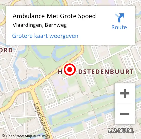 Locatie op kaart van de 112 melding: Ambulance Met Grote Spoed Naar Vlaardingen, Bernweg op 20 mei 2024 03:18
