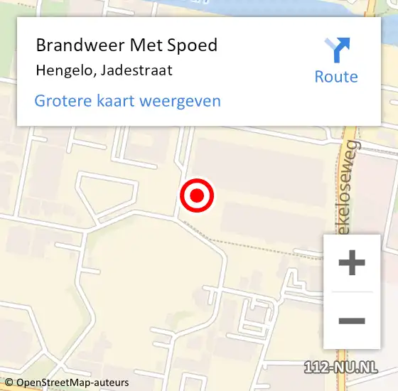 Locatie op kaart van de 112 melding: Brandweer Met Spoed Naar Hengelo, Jadestraat op 20 mei 2024 03:23