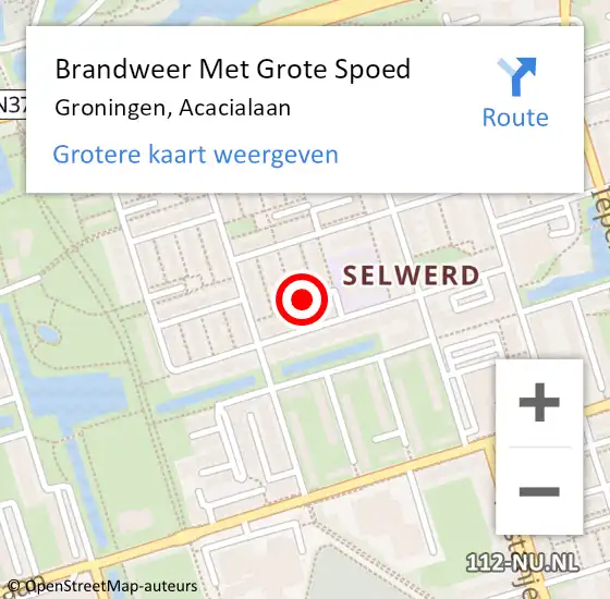 Locatie op kaart van de 112 melding: Brandweer Met Grote Spoed Naar Groningen, Acacialaan op 20 mei 2024 03:23