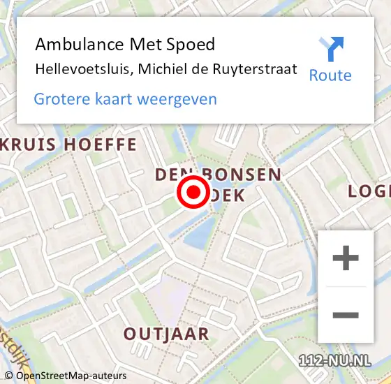 Locatie op kaart van de 112 melding: Ambulance Met Spoed Naar Hellevoetsluis, Michiel de Ruyterstraat op 20 mei 2024 03:34