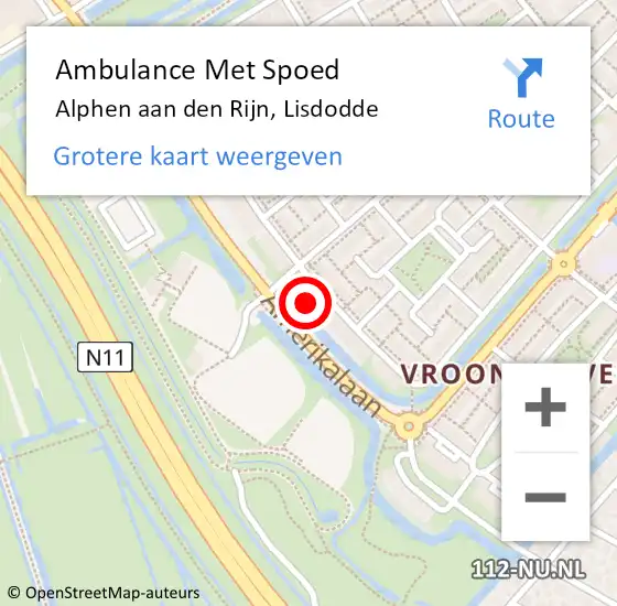 Locatie op kaart van de 112 melding: Ambulance Met Spoed Naar Alphen aan den Rijn, Lisdodde op 20 mei 2024 03:49