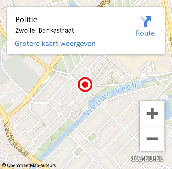 Locatie op kaart van de 112 melding: Politie Zwolle, Bankastraat op 20 mei 2024 03:54
