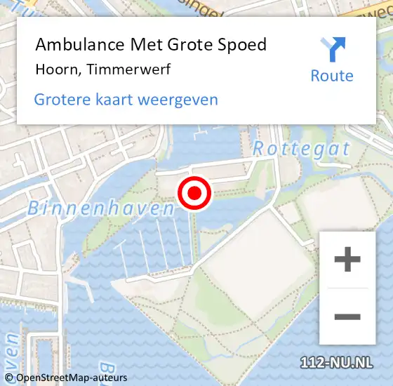 Locatie op kaart van de 112 melding: Ambulance Met Grote Spoed Naar Hoorn, Timmerwerf op 20 mei 2024 04:00