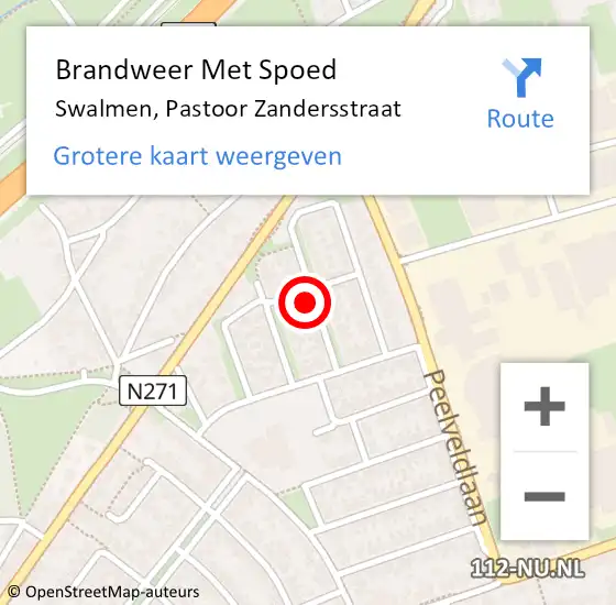 Locatie op kaart van de 112 melding: Brandweer Met Spoed Naar Swalmen, Pastoor Zandersstraat op 20 mei 2024 04:22