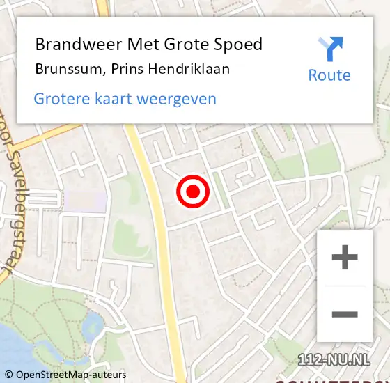 Locatie op kaart van de 112 melding: Brandweer Met Grote Spoed Naar Brunssum, Prins Hendriklaan op 20 mei 2024 04:24