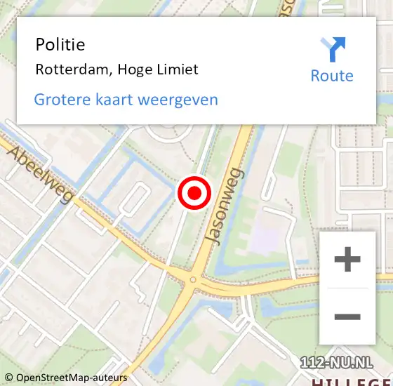 Locatie op kaart van de 112 melding: Politie Rotterdam, Hoge Limiet op 20 mei 2024 04:59