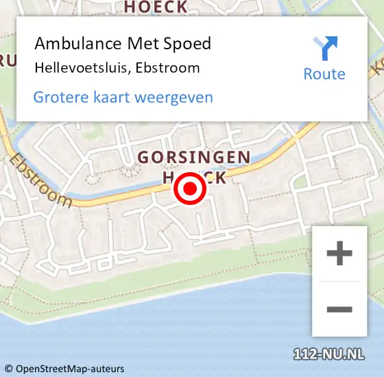 Locatie op kaart van de 112 melding: Ambulance Met Spoed Naar Hellevoetsluis, Ebstroom op 20 mei 2024 05:01