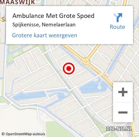 Locatie op kaart van de 112 melding: Ambulance Met Grote Spoed Naar Spijkenisse, Nemelaerlaan op 20 mei 2024 05:11