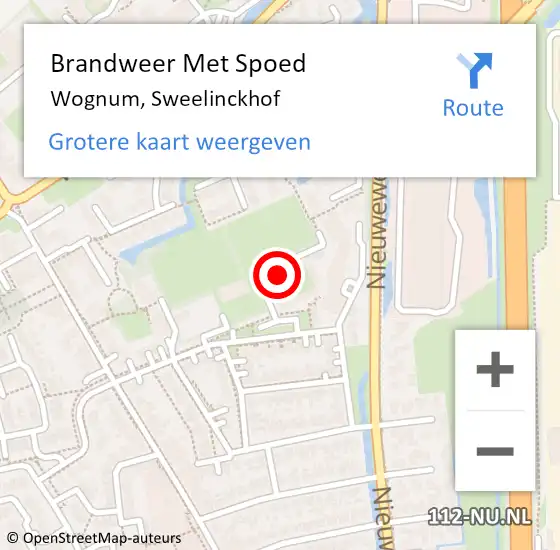 Locatie op kaart van de 112 melding: Brandweer Met Spoed Naar Wognum, Sweelinckhof op 20 mei 2024 05:29