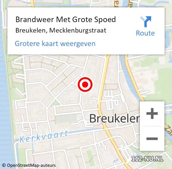 Locatie op kaart van de 112 melding: Brandweer Met Grote Spoed Naar Breukelen, Mecklenburgstraat op 6 oktober 2014 14:54