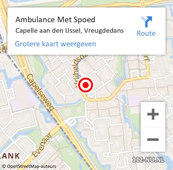 Locatie op kaart van de 112 melding: Ambulance Met Spoed Naar Capelle aan den IJssel, Vreugdedans op 20 mei 2024 05:49