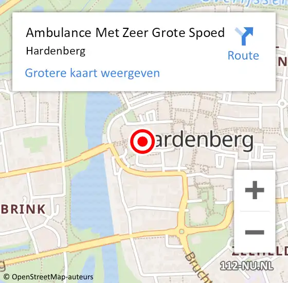 Locatie op kaart van de 112 melding: Ambulance Met Zeer Grote Spoed Naar Hardenberg op 20 mei 2024 05:51