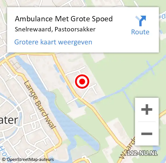 Locatie op kaart van de 112 melding: Ambulance Met Grote Spoed Naar Snelrewaard, Pastoorsakker op 20 mei 2024 06:16