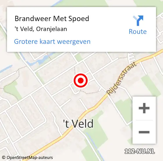 Locatie op kaart van de 112 melding: Brandweer Met Spoed Naar 't Veld, Oranjelaan op 20 mei 2024 06:34