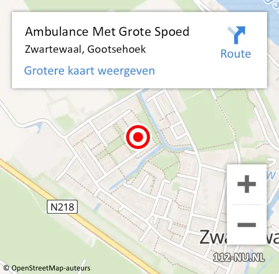 Locatie op kaart van de 112 melding: Ambulance Met Grote Spoed Naar Zwartewaal, Gootsehoek op 20 mei 2024 06:58