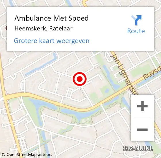 Locatie op kaart van de 112 melding: Ambulance Met Spoed Naar Heemskerk, Ratelaar op 20 mei 2024 07:06