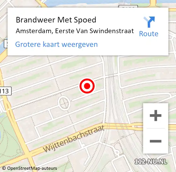 Locatie op kaart van de 112 melding: Brandweer Met Spoed Naar Amsterdam, Eerste Van Swindenstraat op 20 mei 2024 07:12